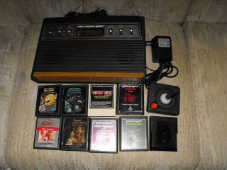 Vintage Atari 2600 System Bundle: 9 Games,  Controller,  Joy Stick,  Power Adapter
