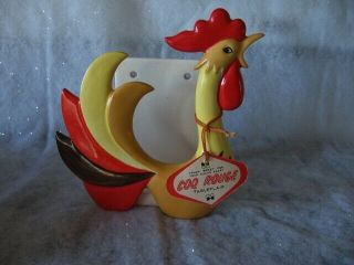 Rare Htf Vintage Holt Howard Napkin Holder Rooster 1962 W/original Tag Coq Rouge