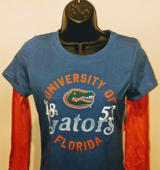University Of Florida Gators Est 1853 Blue Long Orange Sleeves Women 