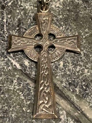 Vintage Chapel Sterling Silver Celtic Cross Pendant Necklace