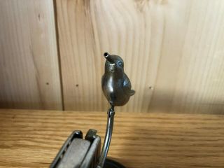 Very Rare Vintage Antique Chrome Figural Mechanical Bird Table Lighter Japan 2