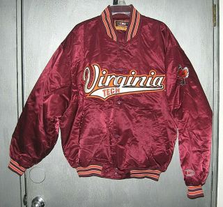 Vintage Starter Virginia Tech Hokies Mens Xl Satin Nylon Snap Up Jacket Coat