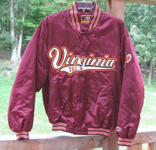 Vintage Starter Virginia Tech Hokies Mens XL Satin Nylon Snap Up Jacket Coat 2