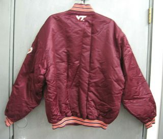 Vintage Starter Virginia Tech Hokies Mens XL Satin Nylon Snap Up Jacket Coat 3