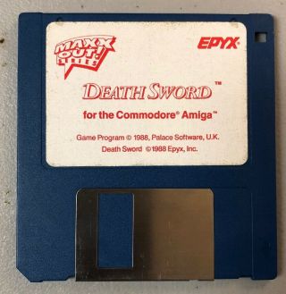 Vintage Video Game Floppy Disk 1988 Death Sword Commodore Amiga Epyx Maxx Out