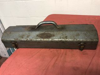VTG CRAFTSMAN COFFIN METAL TOOL BOX WITH BUILT IN SOCKET TRAY 19.  5 