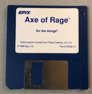 Vintage Video Game Floppy Disk 1988 Axe Of Rage Epyx Commodore Amiga