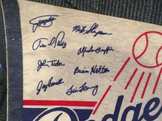 L.  A.  Dodgers 1988 World Series Champs Pennant With Facsilime Signatures 2