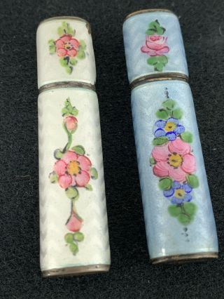 2 Vintage Tune Shaped Pocket Lighters With Sterling Silver & Guilloche Design