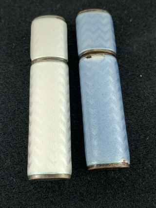 2 Vintage Tune Shaped Pocket Lighters With Sterling Silver & Guilloche Design 2