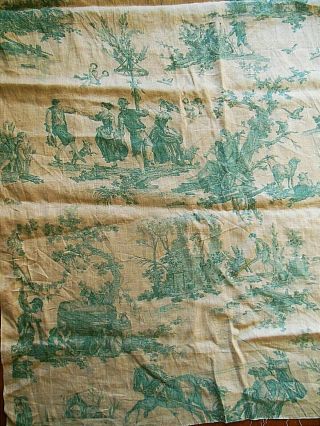 Antique Toile Linen Fabric Yardage