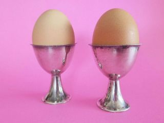 Antique Silver Plated Egg Cups,  Vintage 1920s Silver Plated Egg Cups