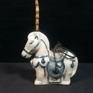 Antique Asian Ceramic Opium Pipe,  Ca 19th Century,  In The Form Of Saddled Horse