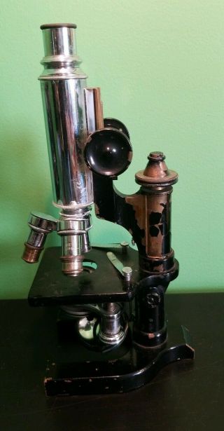 Vintage Spencer Lens Co Microscope W/ 3 Lenses - In Early 1920s