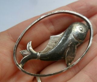 Vintage Jewellery Art Deco ? Silver Hallmarked Fish Brooch Modernist Style ?