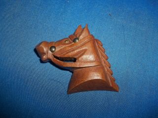Wonderful Vintage Carved Wood Horse Head Brooch