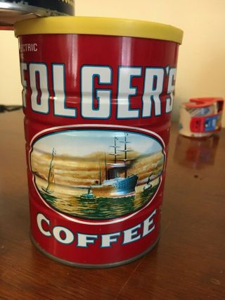 VINTAGE FOLGERS Coffee Cans & Maxwell House Coffee Tin Can Coin Bank 3