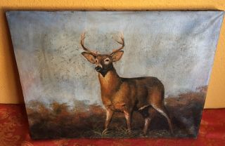 Antique Vintage Wildlife Deer Oil Painting Edwin Henry Landseer Thomas Hill