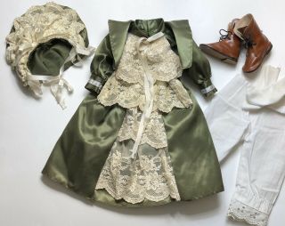 Dress Outfit For Antique German Or French 20” Doll Size Coat Boots Pantaloons
