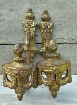 Tieback Hooks Lg Antique French Chateau Gilt Bronze Ormolu Pr Heavy 1