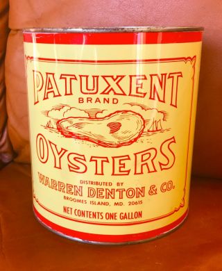 Vintage Patuxent Brand Oyster Tin - One Gallon Size