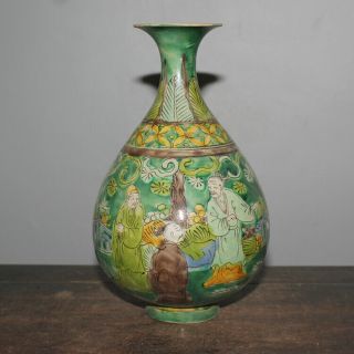 Fine Old Chinese Qing Dynasty Famille Rose Porcelain Figure Vase