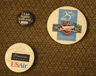 (3) Us Air Airlines Aviation Buttons Vintage