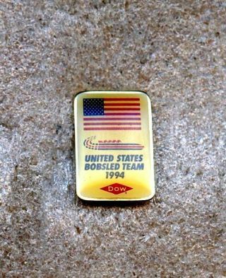 Bobsled 1994 Lillehammer Flag Usa Olympic Team Games Pin Sponsor Dow