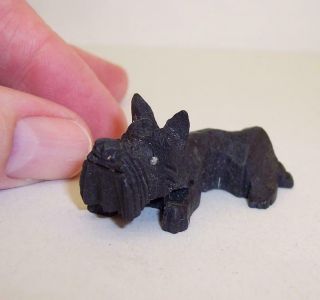 Vintage Miniature Carved Wood Wooden Black Scottie Dog Black Forest