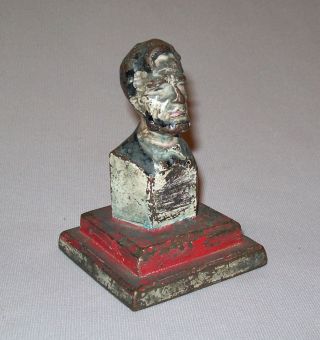 Antique Vtg Late 19th C Small Old Abe Cast Iron Abraham Lincoln Bust Paperweight