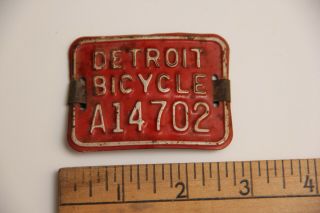 Detroit Michigan Bike Bicycle Cycle License Plate Metal Tag Antique Vintage