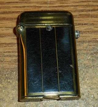 Early Thorens Gold Tone Art Deco Design Automatic Lighter/swiss Made/very Rare
