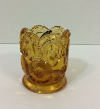 Vintage L E Smith Moon And Star Glass Amber Toothpick Holder Sticker
