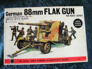 Bandai Vintage 1/48 German Ww2 88mm Flak 18 Gun With Crew Kit