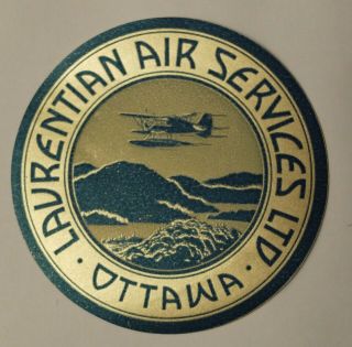 Laurentian Air Services Vintage Airline Luggage Label/ Cinderella