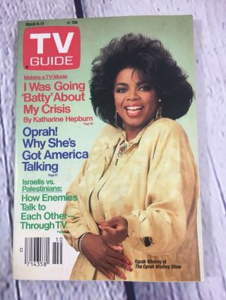 Vintage 1988 March 5 - 11 Tv Guide - Oprah Winfrey On Cover