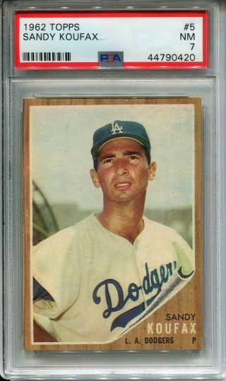 1962 Topps 5 Sandy Koufax Psa 7 Nm Los Angeles Dodgers