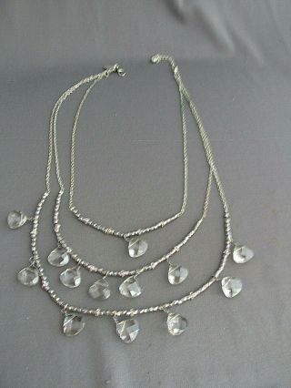 Vintage White House Black Market Silver Tone Bead Trillion Versatile Necklace