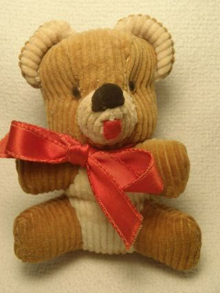 Antique Vintage Corduroy Teddy Bear Miniature 3.  5 " Very Hard Filled