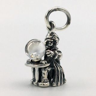 Vintage Sterling Silver Charm Wizard Of Oz Professor Marvel Necklace Pendant 3d