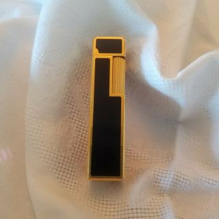 Handsome Cartier Cigarette Lighter Gold Plated With Black Enamel