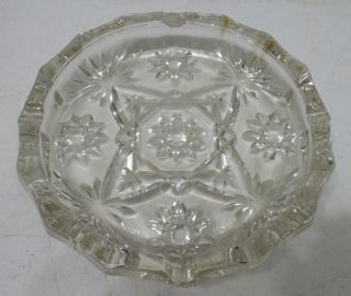 Vintage Anchor Hocking Star Of David 7.  75 " Round Clear Glass Ashtray