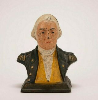 Vintage Cast Iron George Washington Bust Toy Coin Bank