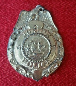 Vintage Junior Police Officer Badge Pinback Circa 1930 - 1940 