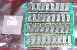 Intel 386dx33 Cpu And 4mb Ram (4x1mb 30 Pin Simm)