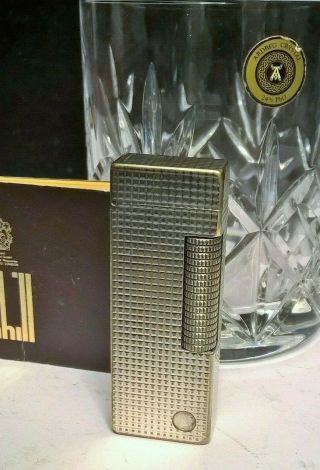 Vintage Dunhill Silver Plated ‘hobnail’ Rollagas Lighter -,  Fully
