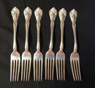 6 Alvin Sterling Silver Chateau Rose Dinner Forks No Mono 7 1/4 " Long 10 Oz.