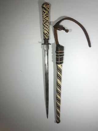 Antique Rare African Tribal Dagger Knife - Vintage Small Sword " Fighting "
