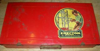 Vintage 1954 Gilbert Erector Set No.  4 1/2 Box & Parts