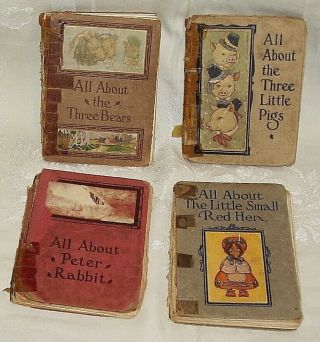 4 All About Books 1914 3 Bears 3 Little Pigs Peter Rabbit Little Small Red Hen